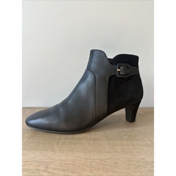 Cole Haan Womens 7 B Suede Leather Ankle Boot Black Sylvia Waterproof - Picture 1 of 15
